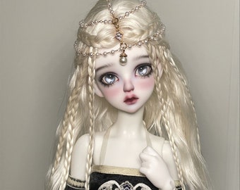 Girl BJD Doll Wig, Mohair Princess Braided Long Styled Wavy Hair for 1/3 1/4 Bjd SD MSD Doll