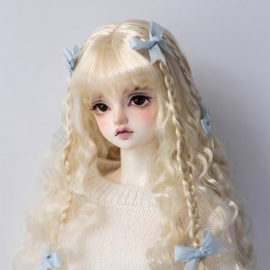 Girl BJD Doll Wig, Long Wavy Hair with Braids for 1/3 1/4 Bjd SD MSD Doll