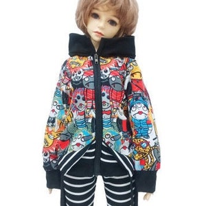 BJD Doll Clothes-Full Set 1/3 1/4 1/6 BJD Clothes-Coat+trousers-Red Blue Black White to choose
