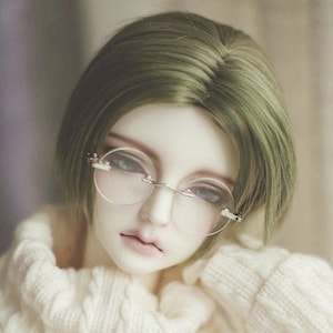 9-10" 8-9" 7-8" 6-7" BJD Wig Mixed Green Gray Short Straight Hair For 1/3 1/4 1/6 Bjd MSD SD Doll