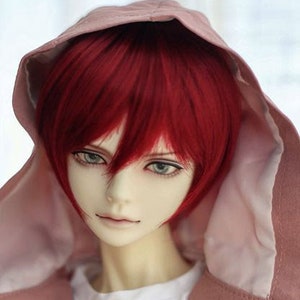 1/3 1/4 1/6 BJD Wig Red Short Straight Hair for 9-10" 8-9" 7-8" 6-7" MSD SD Doll