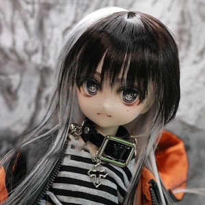 9-10" 8-9" 7-8" 6-7" BJD Wig White Red Purple Black Mixed long Straight Hair For 1/3 1/4 1/6 MSD SD Doll