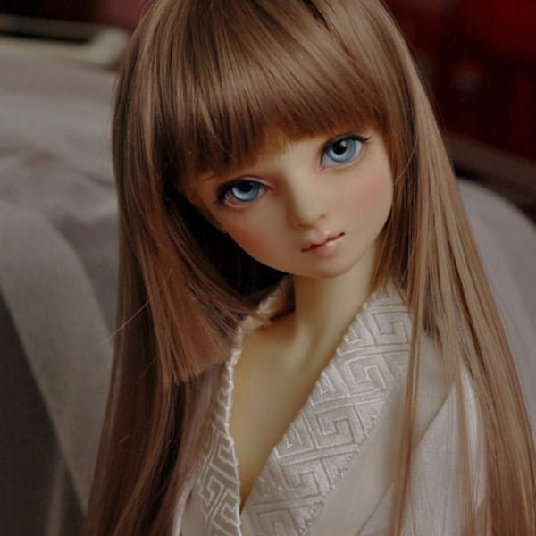 1/3 1/4 1/6 Perruque BJD brun blond longs cheveux raides pour poupée Bjd MSD SD 9-10" 8-9" 7-8" 6-7"