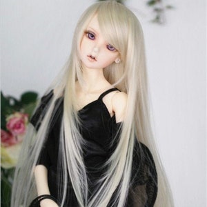 BJD Doll Wig,For Volks SD DD Dollfie Dolls and More,9-10 inch 8-9 inch 7-8 inch 6-7 inch 5-6 inch Heat Resistant Fiber Long Blonde Straight