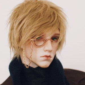 Doll Unilateral Round Half Side Glasses in Metal with Chain Black Glod Sliver Color for 1/3 1/4 1/6 Bjd, MNF, MSD, Eyeglasses