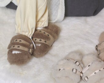 Winter Doll 1/4 Rivets Furry Slippers,for 7-8" BJD MSD MDD Doll,Doll Accessories