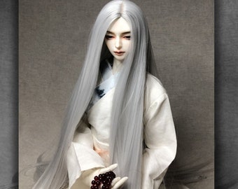 9-10" 8-9" 7-8" 6-7" 5-6" BJD Wig Long Straight White Black Brown Red Gray Purple Colorful Hair For 1/3 1/4 1/6 1/8 MSD SD Doll