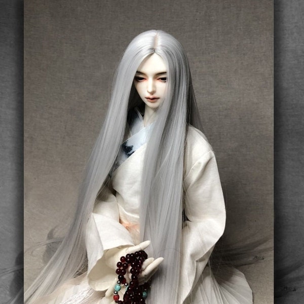 9-10" 8-9" 7-8" 6-7" 5-6" BJD Wig Long Straight White Black Brown Red Gray Purple Colorful Hair For 1/3 1/4 1/6 1/8 MSD SD Doll
