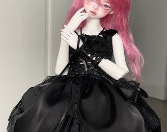 Cool Girl BJD Doll Clothes Full Set, Black Dress suit For 1/4 Bjd Mdd Msd Doll,Doll Clothes,Doll Accessories