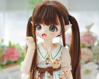 BJD Doll Wig Long Curly with Braids Hair for 1/3 1/4 1/6 Bjd SD MSD Doll,Doll Accessories