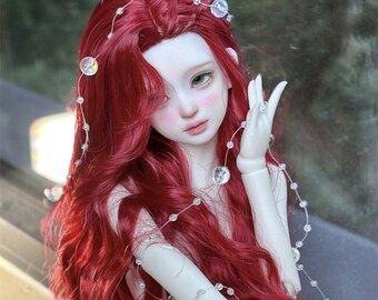 Girl BJD Doll Wig, Side braided Milk Silk Long Styled Wavy Hair for 1/3 1/4 Bjd SD Doll, Doll Accessories