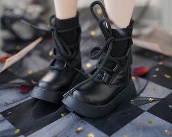 1/4 MSD Shoes,1/6 YOSD BJD Shoes, Round toe thick-soled knitted lace-up Boots for 7-8" 6-7" Bjd Doll,Doll Accessories