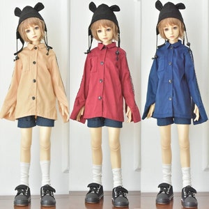 Doll Clothes Suit, Long-sleeved Shirt,Blouse Jeans Shorts Pants,Black White Red Blue Green Solid,For 1/3 1/4 1/6 BJD SD,Doll Accessories