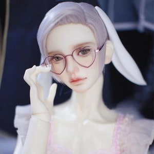 Doll Heart Frame Glasses in Metal Pink Color for 1/3 Bjd SD Uncle POPO68 Volks Doll, Eyeglasses of Doll Gift, Doll Accessories