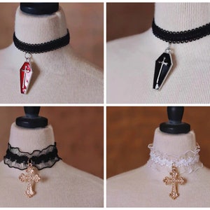 1/3 1/4 Bjd Doll Crucifix Necklace,The Lace Choker for 3" 4" Bjd Uncle MDD Doll,Doll Jewelry Accessories