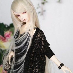 BJD Doll Wig,For Volks SD DD Dollfie Dolls and More,9-10 inch 8-9 inch 7-8 inch 6-7 inch 5-6 inch Heat Resistant Fiber Long Blonde Straight