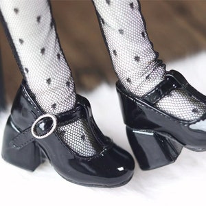 1/3 1/4 SD MDD BJD Shoes,Black Miniature High Heel for Doll Accessories,Leather Shoes Doll Boots