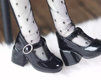 1/3 1/4 SD MDD BJD Shoes,Black Miniature High Heel for Doll Accessories,Leather Shoes Doll Boots