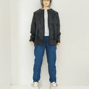 BJD Doll Clothes Full Set For 1/3 1/4 1/6 Coat+trousers+White/Black T-shirt