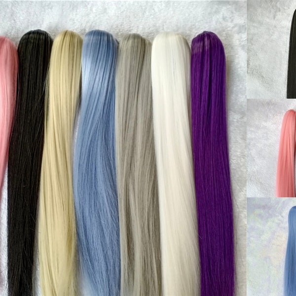 BJD SD Doll Ponytail Clip,Straight Removable 20cm 30cm 40cm Black White Brown Blue Pink Gray and More Colors Hair Wig,Doll Accessories