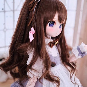 1/3 1/4 1/6 Bjd Cosplay Curly Hair,Double ponytails with Bowknot Braid Wig for BJD MDD SD Doll,Dolls Accessories image 5