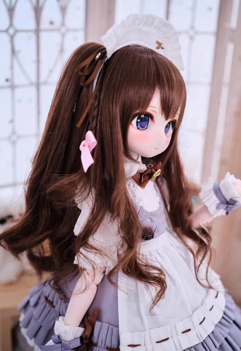 1/3 1/4 1/6 Bjd Cosplay Curly Hair,Double ponytails with Bowknot Braid Wig for BJD MDD SD Doll,Dolls Accessories image 5