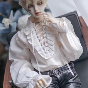 Male BJD Uncle Doll Clothes, White Drawstring Shirt for 1/3 1/4 Bjd Uncle Doll, Doll Accessories