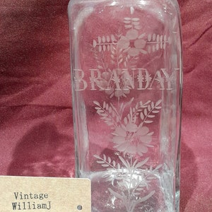 Antique Georgian c1800-1820 Etched Glass Brandy Decanter - English