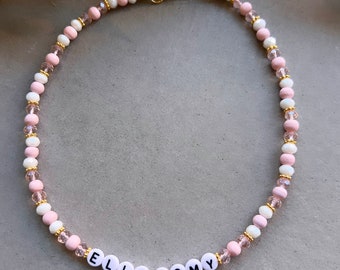 Gepersonaliseerde ketting grote zus naam geboorte kind roze cadeau