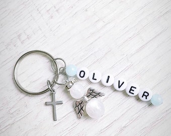Guardian Angel | Lucky Charm | Christening | Personalized Keychain Gift with Name