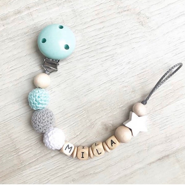 Pacifier chain Mint with name