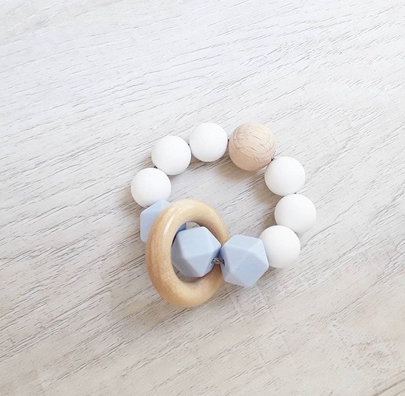 Pacifier chain with name and bite ring set