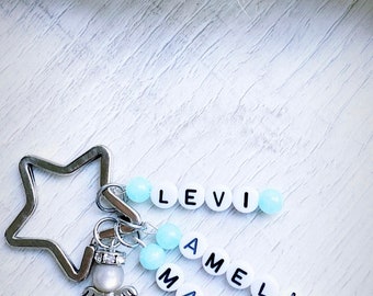 Guardian Angel | Lucky Charm | Christening | Keychain Gift with 3 Names | Personalized