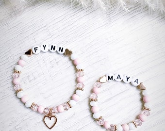 Mother child bracelet with name birth
