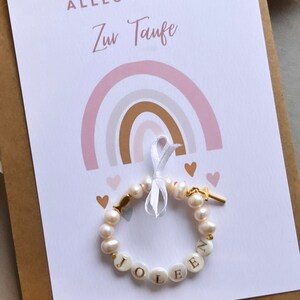Preciosa pulsera de comunión/confirmación/bautizo con perlas de agua dulce y tarjeta