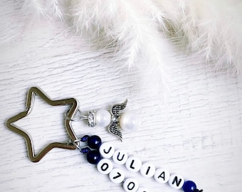 Guardian angel | Lucky charm | Baptism | Keyring gift 2 names