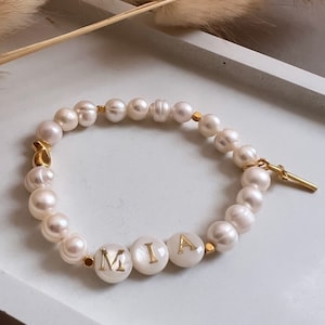 Personalized Bracelet | Name | Communion/Confirmation/Baptism | Bracelet with freshwater pearls