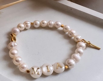 Personalized Bracelet | Name | Communion/Confirmation/Baptism | Bracelet with freshwater pearls