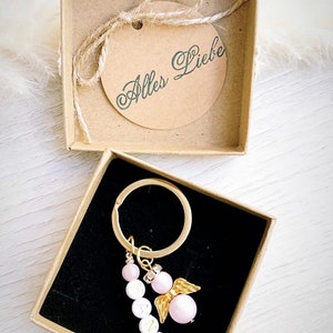 Schutzengel Gold | Glücksbringer | Taufe | Schlüsselanhänger mit Name in Geschenkbox mit Wunschtext.