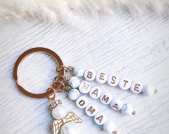 Guardian angel | Lucky charm | Baptism | Keychain gift with 3 names
