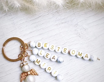Guardian Angel | Lucky Charm | Christening | Keychain Gift with 3 Names