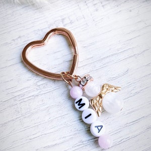 Guardian angel | Lucky charm | Baptism | Keychain with name including gift box with desired text | Rose gold |