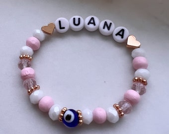 Kids Baby Bracelet Name | birth | Gift | Turkish Eye |Birth Bracelet | personalized | Girl |