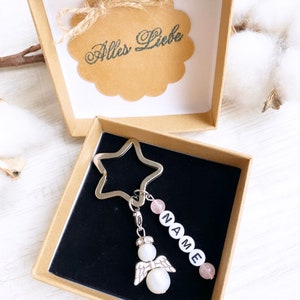 Schutzengel | Glücksbringer | Taufe | Schlüsselanhänger mi Name in Geschenkbox mit Wunschtext.