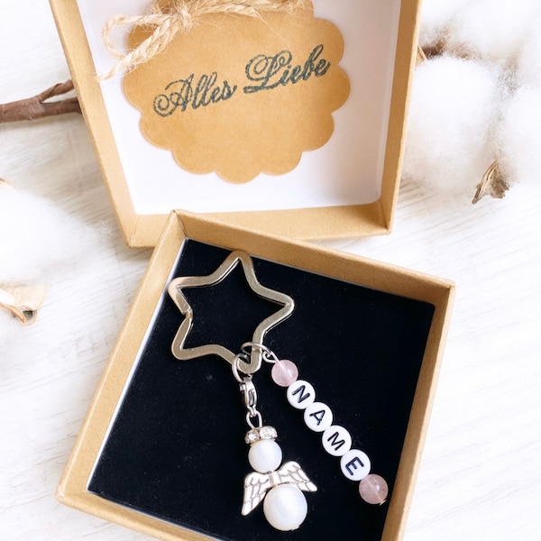 Guardian angel | Lucky charm | Baptism | Keychain with name in gift box with desired text.