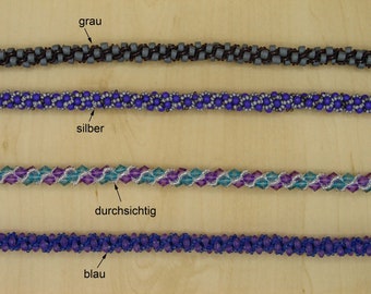 Crochet necklace with beads in different shapes - 1 color depending on your selection!