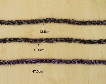 crochet necklace with pen beads; purple-grey - 1 model depending on the selection!