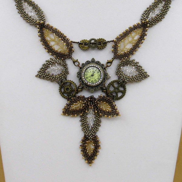 Natur ist zeitlos - Schmuckset mit Uhr - Collier + Ohrringe; bronze antik-gold