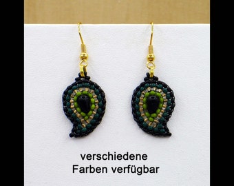 Paisley Ohrringe aus Rocailles und Glasperlen; schwarz--gold-Farbe lt. Auswahl