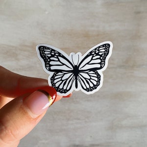 Butterfly Black and White Vinyl Sticker *MINI*